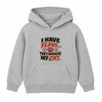 Plans Involve My Cat kids hoodie - Heather Grey