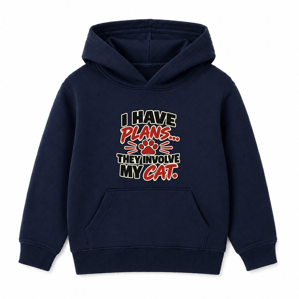Plans Involve My Cat kids hoodie - Navy