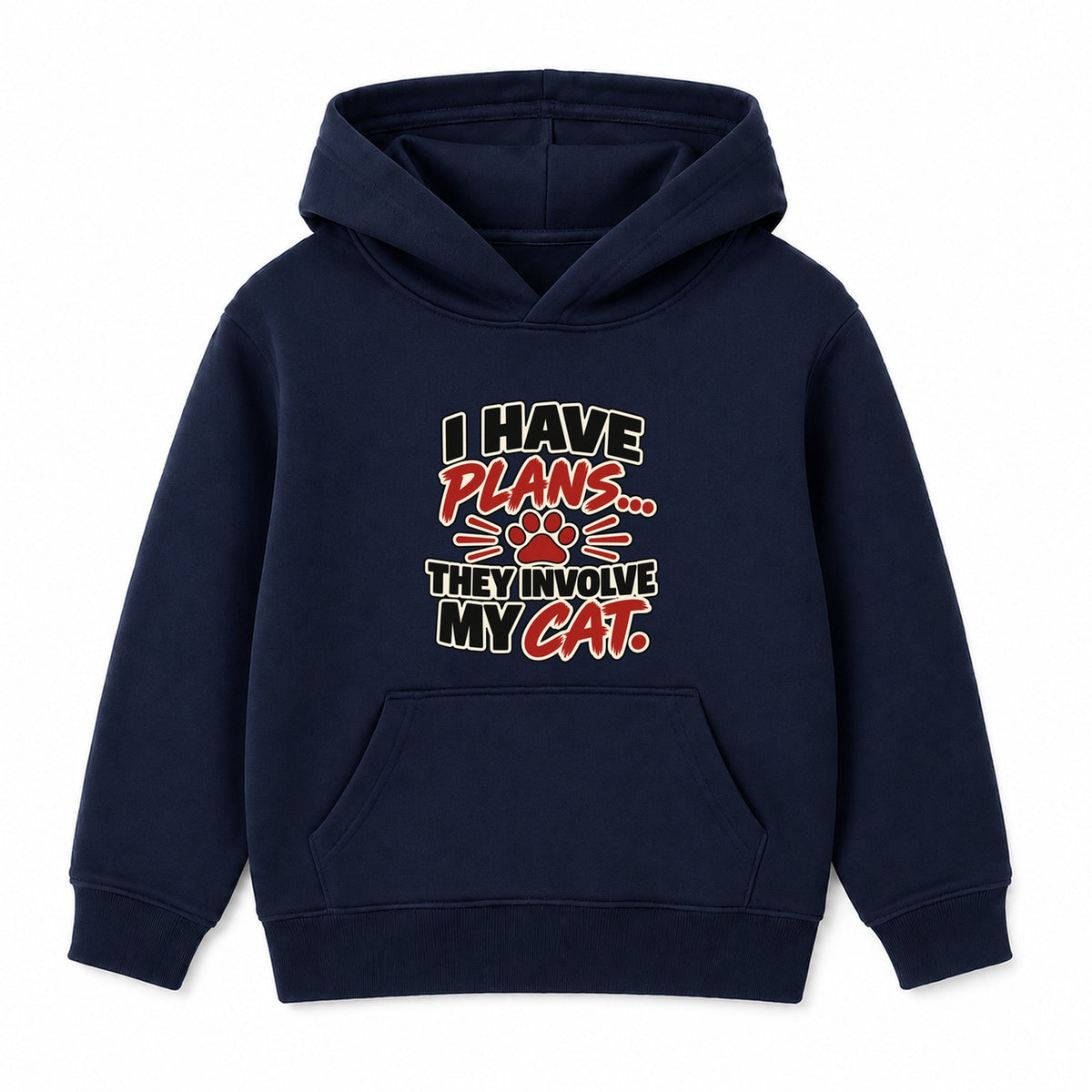 Plans Involve My Cat kids hoodie - Navy