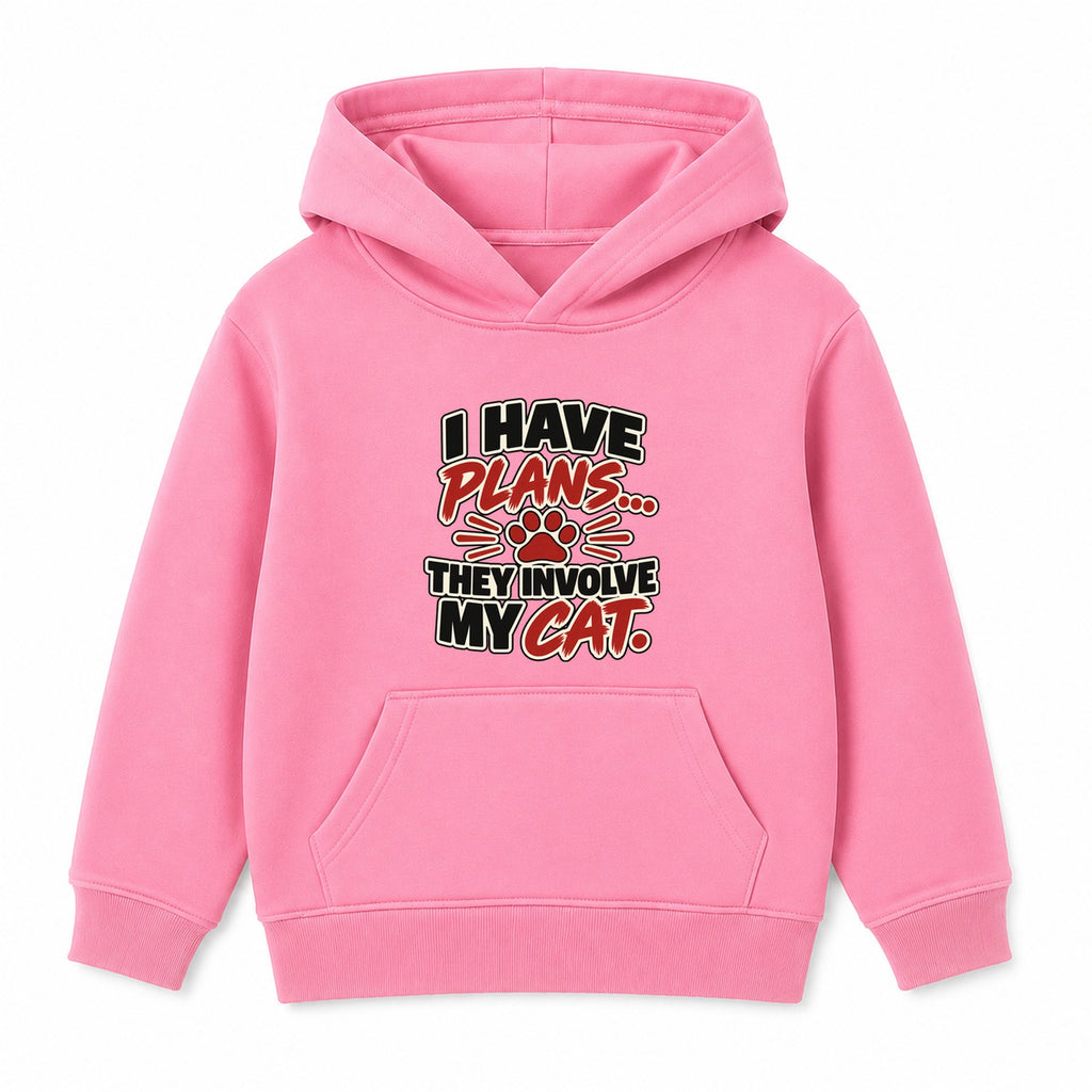 Plans Involve My Cat kids hoodie - Pink
