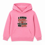 Plans Involve My Cat kids hoodie - Pink
