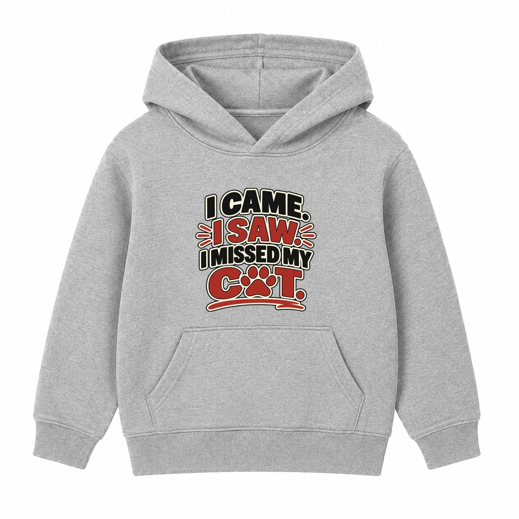 I Missed My Cat kids hoodie - Heather Grey