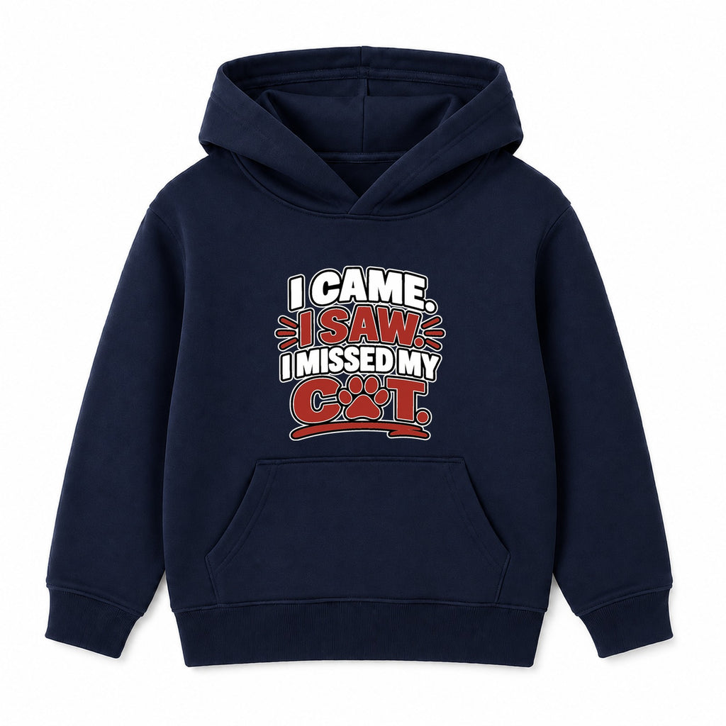 I Missed My Cat kids hoodie - Navy