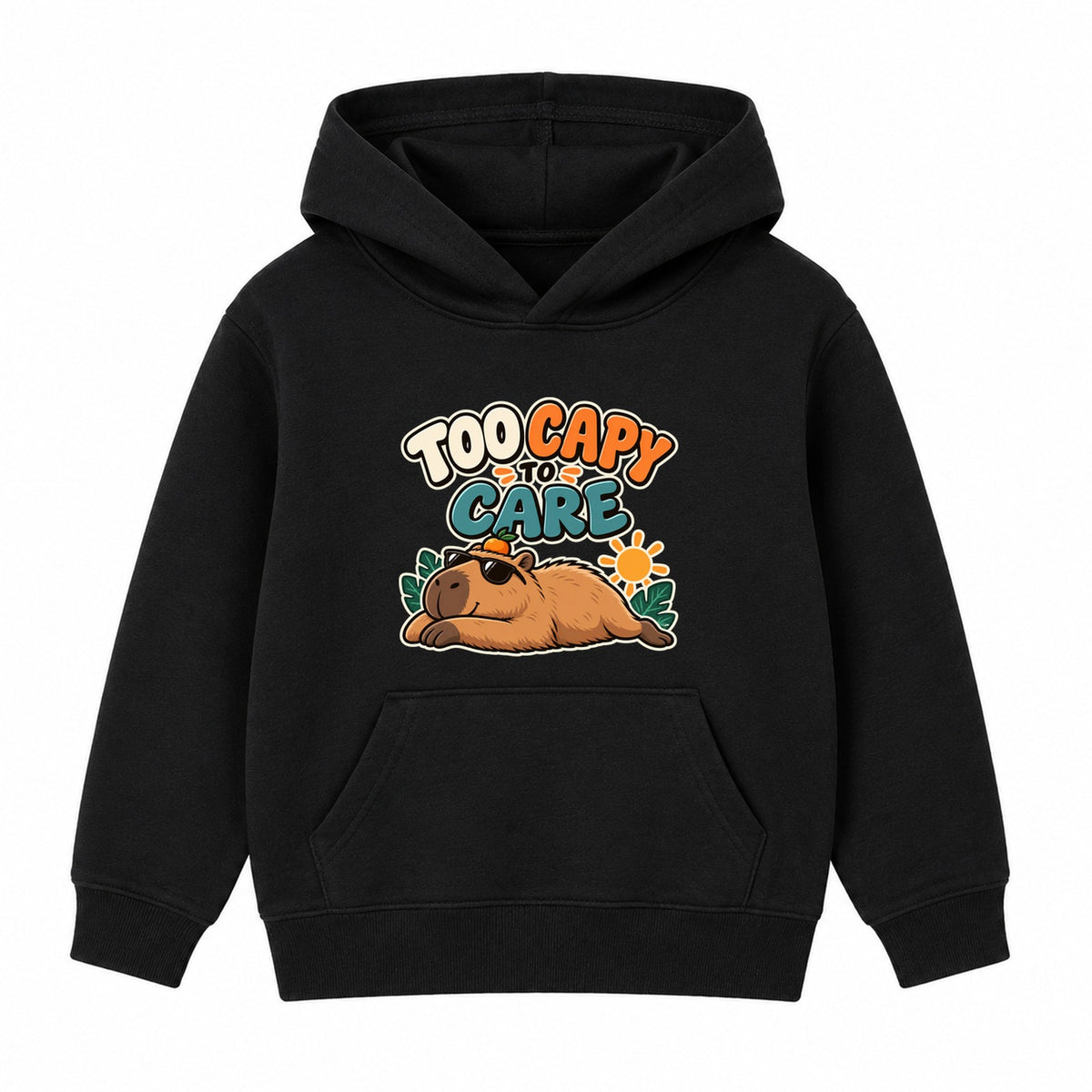 Too Capy To Care kids hoodie - Black