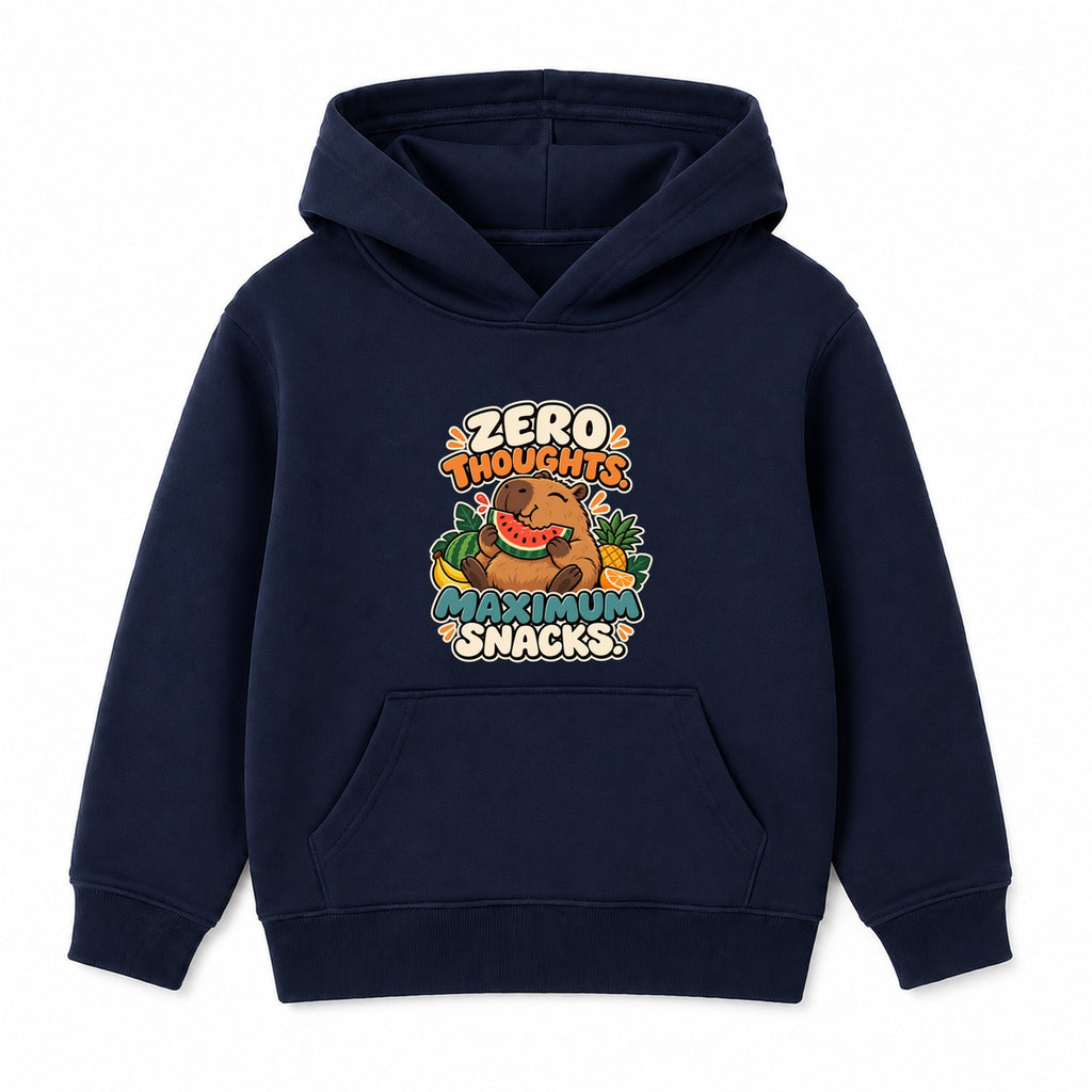 Zero Thoughts Maximum Snacks kids hoodie - Navy