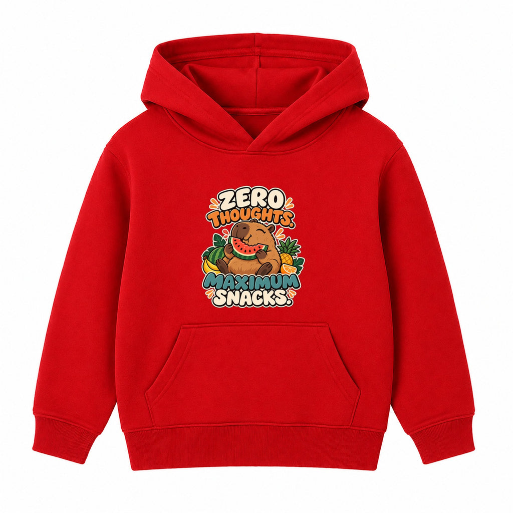 Zero Thoughts Maximum Snacks kids hoodie - Red