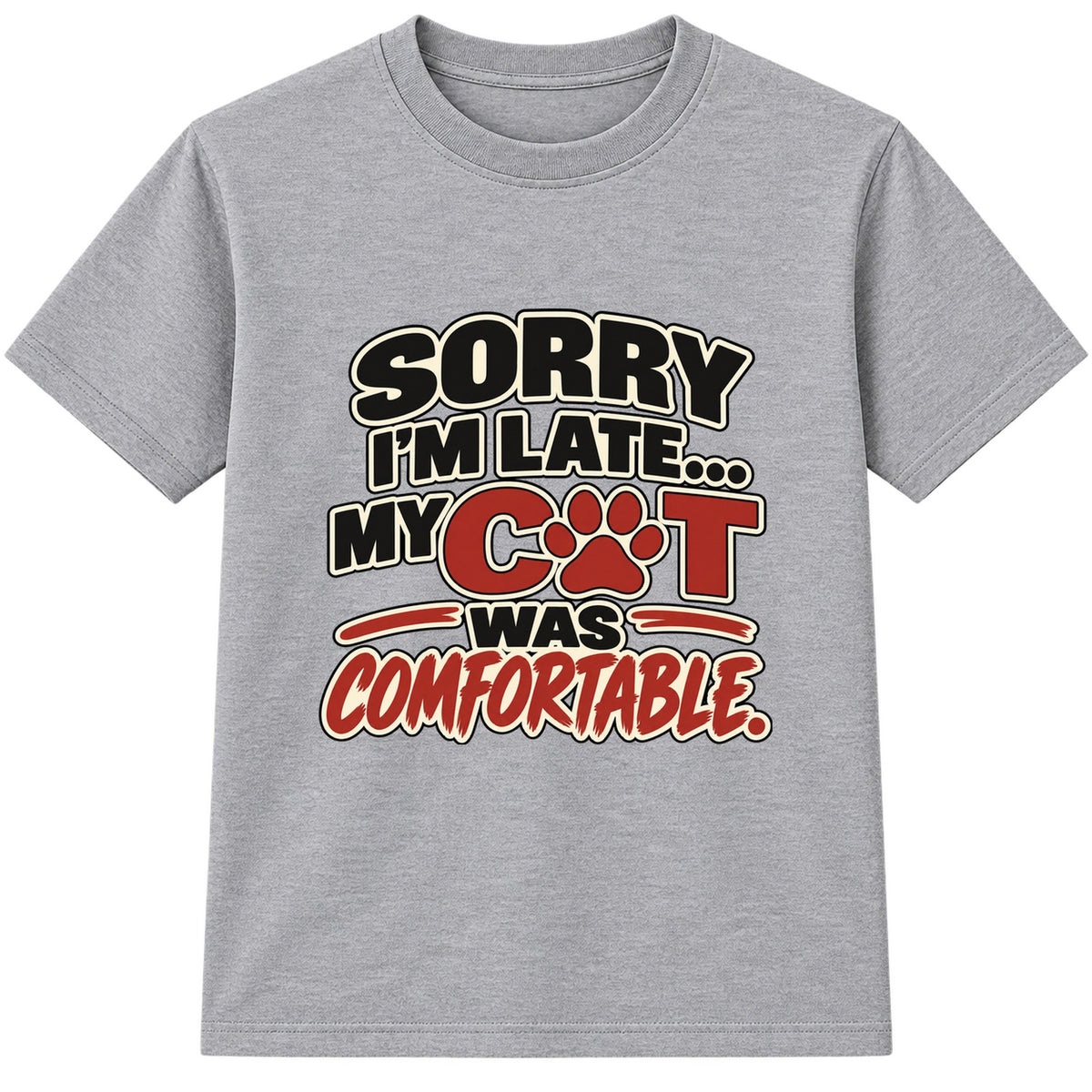 My Cat Was Comfortable kids t-shirt - Heather Grey