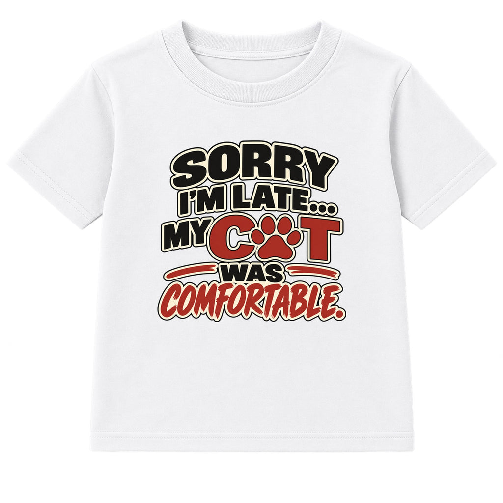 My Cat Was Comfortable kids t-shirt - White