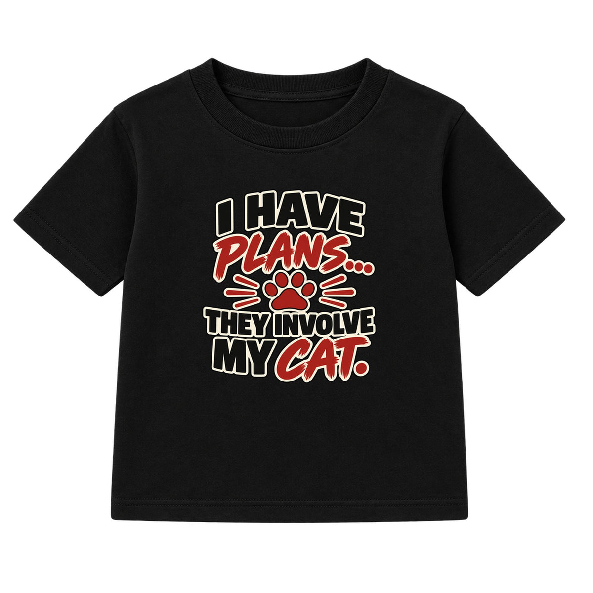 Plans Involve My Cat kids t-shirt - Black