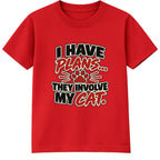 Plans Involve My Cat kids t-shirt - Red