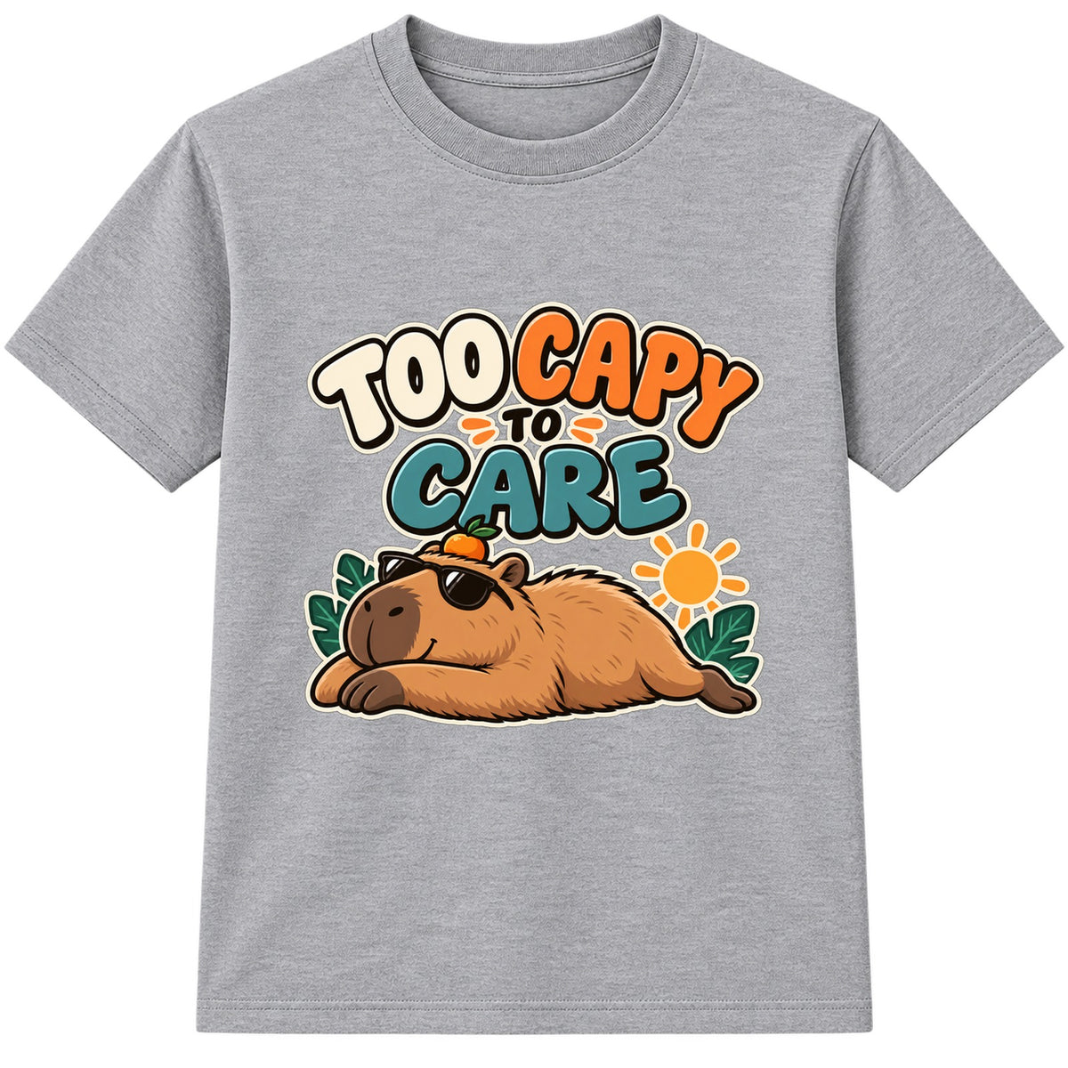 Too Capy To Care kids t-shirt - Heather Grey