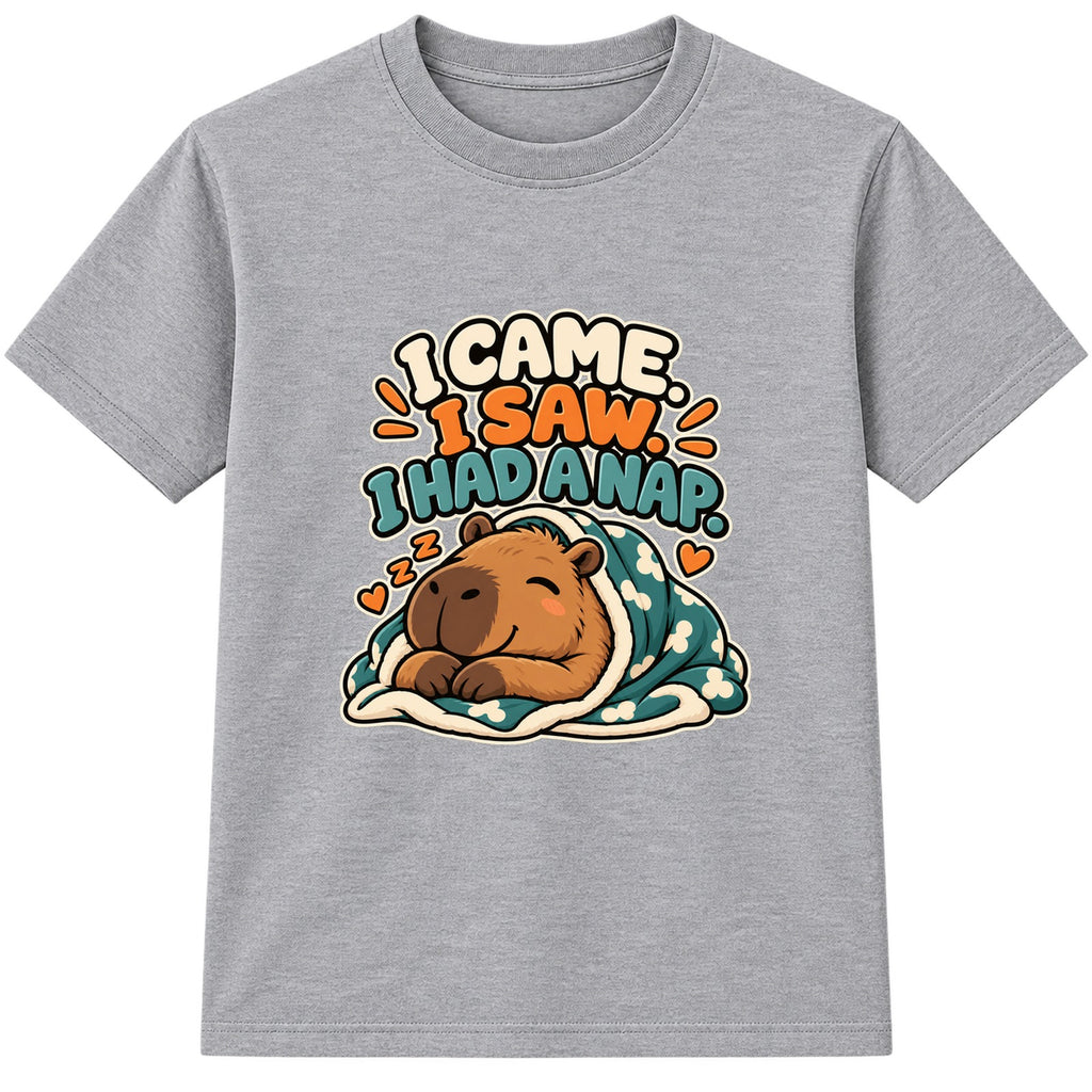 I Came I Saw I Had A Nap kids t-shirt - Heather Grey