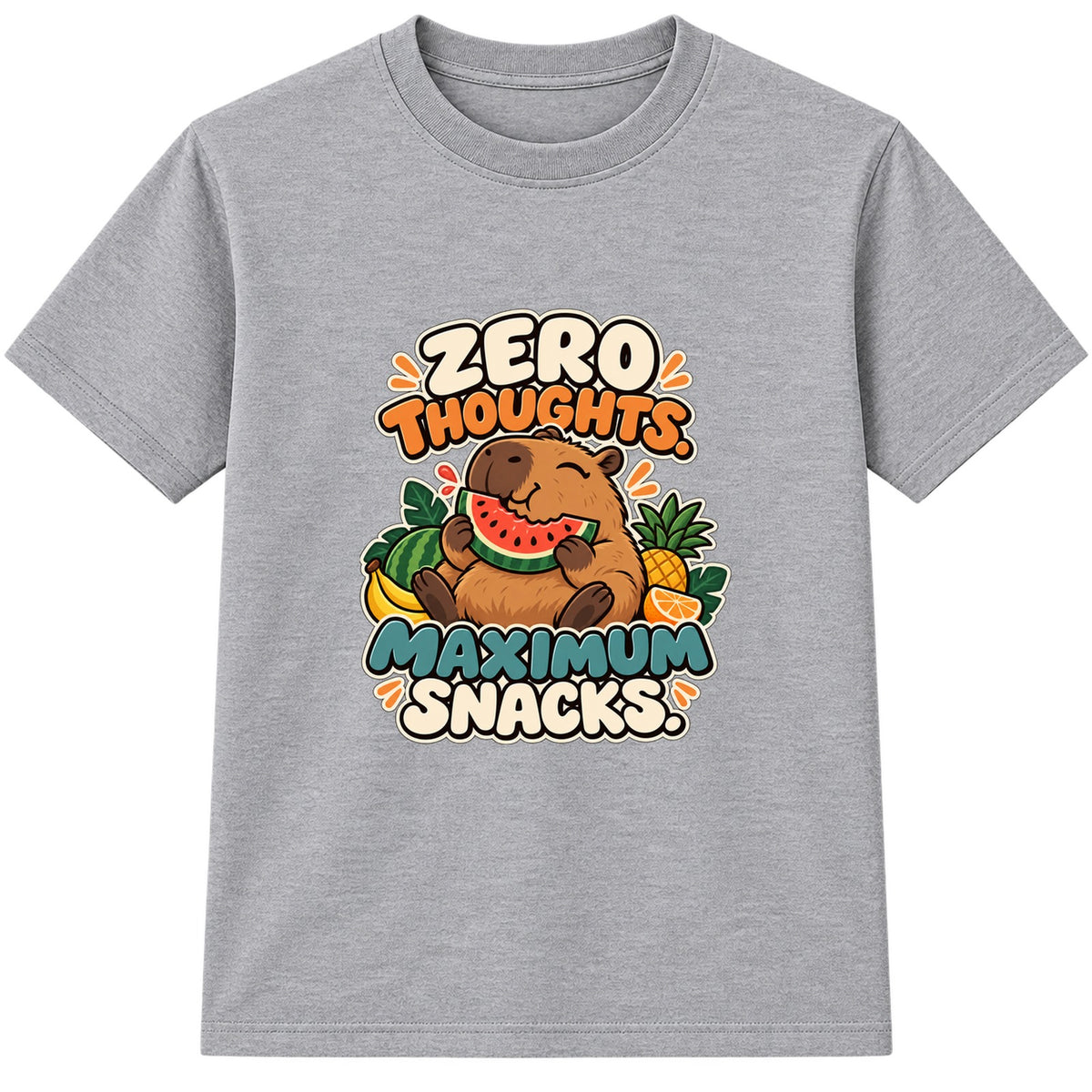 Zero Thoughts Maximum Snacks kids t-shirt - Heather Grey