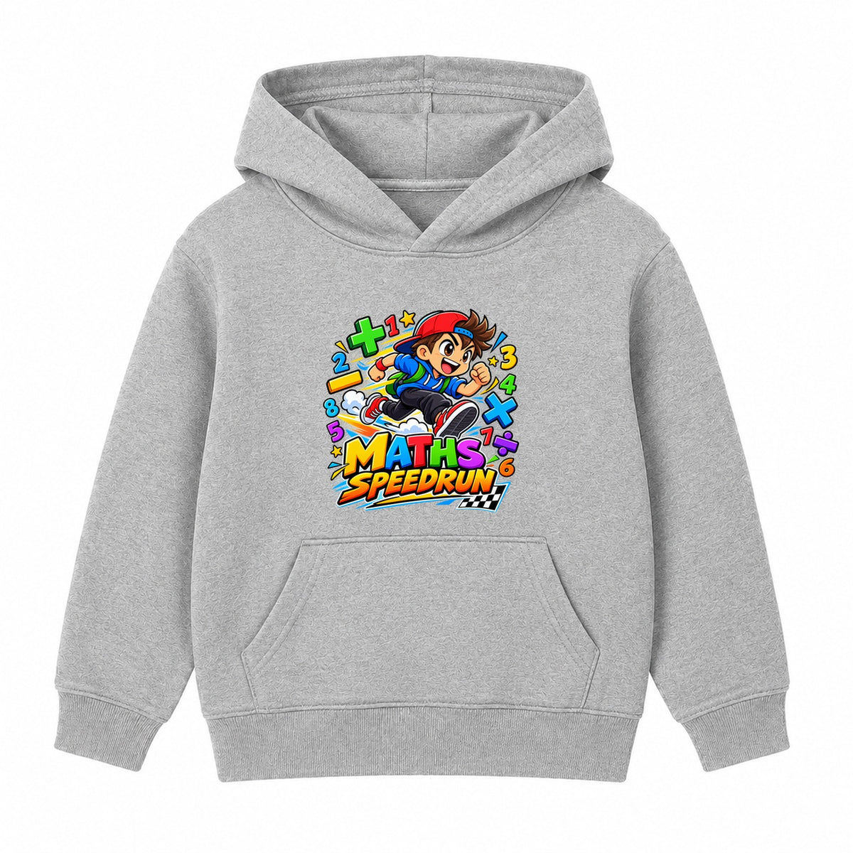Maths Speedrun kids Number Day hoodie - Heather Grey