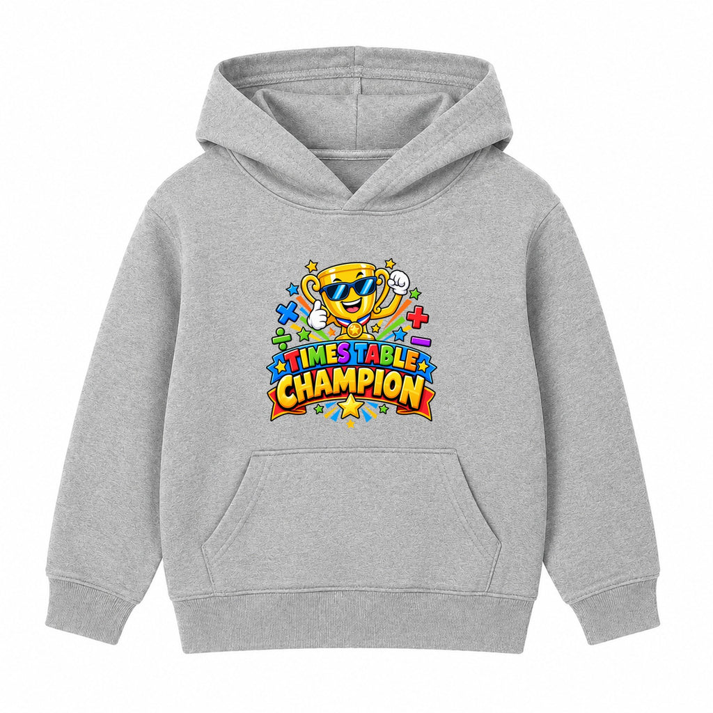Times Table Champion kids Number Day hoodie - Heather Grey