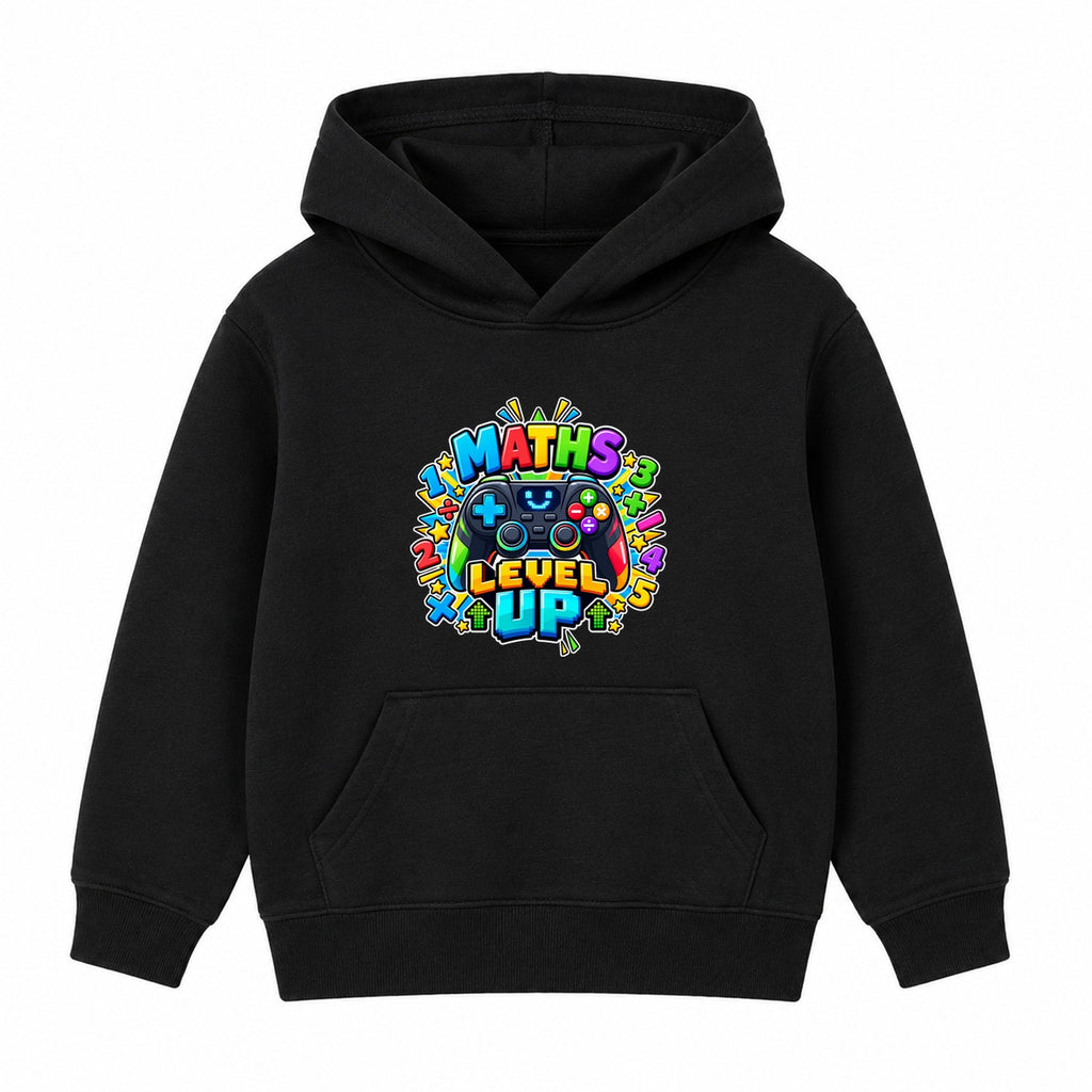 Maths Level Up kids Number Day hoodie - Black