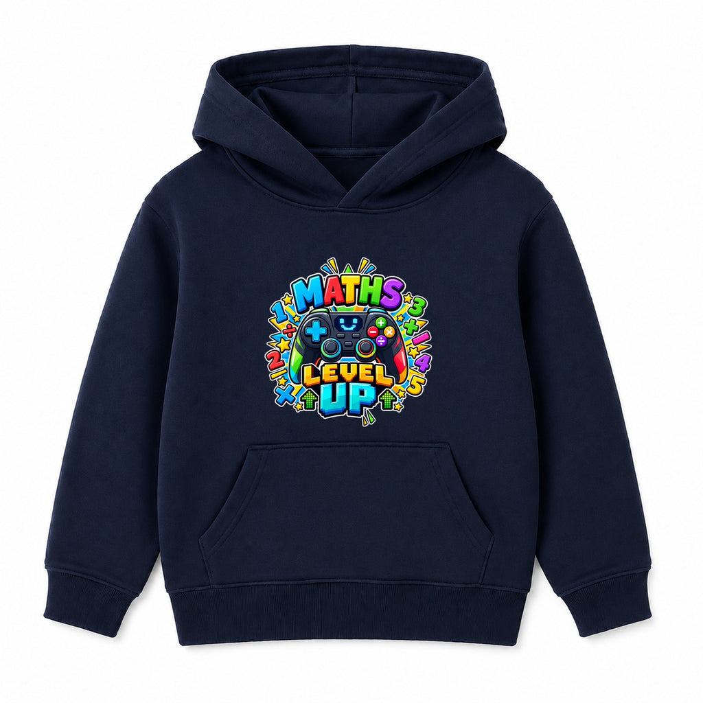 Maths Level Up kids Number Day hoodie - Navy