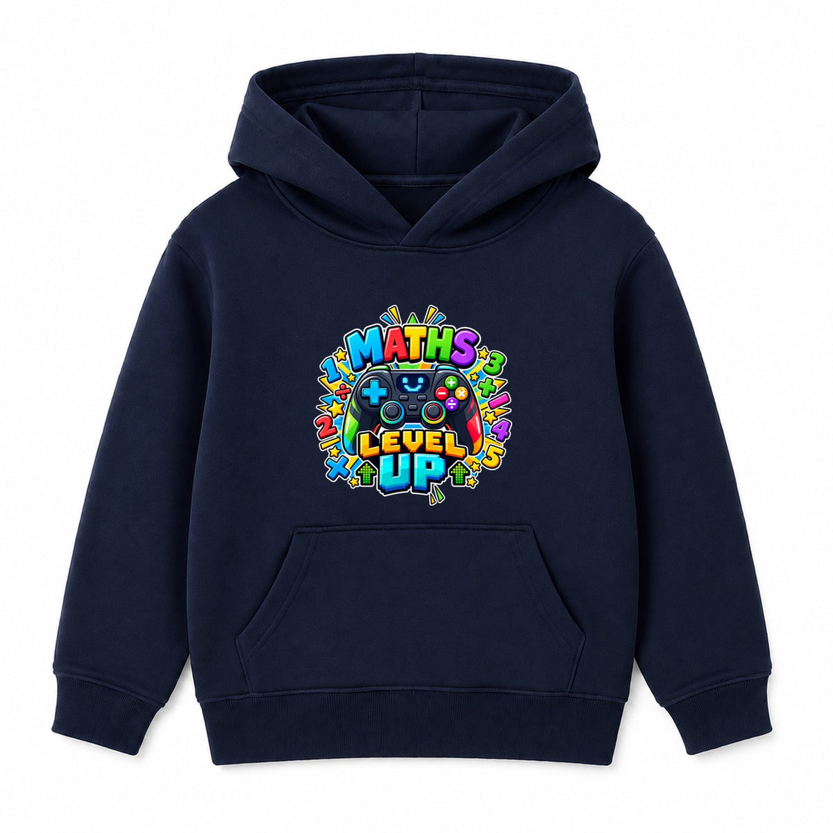 Maths Level Up kids Number Day hoodie - Navy