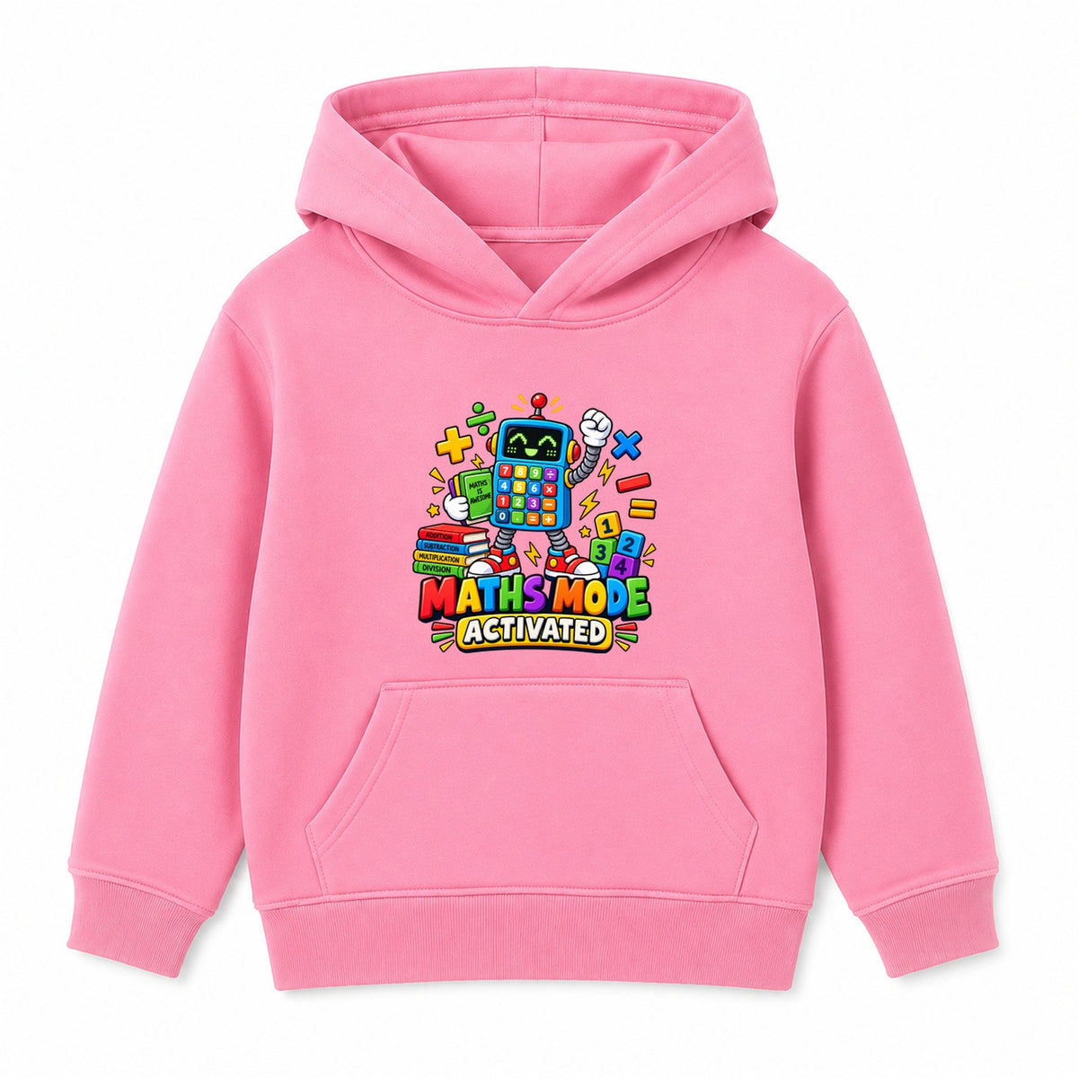 Maths Mode Activated kids Number Day hoodie - Pink