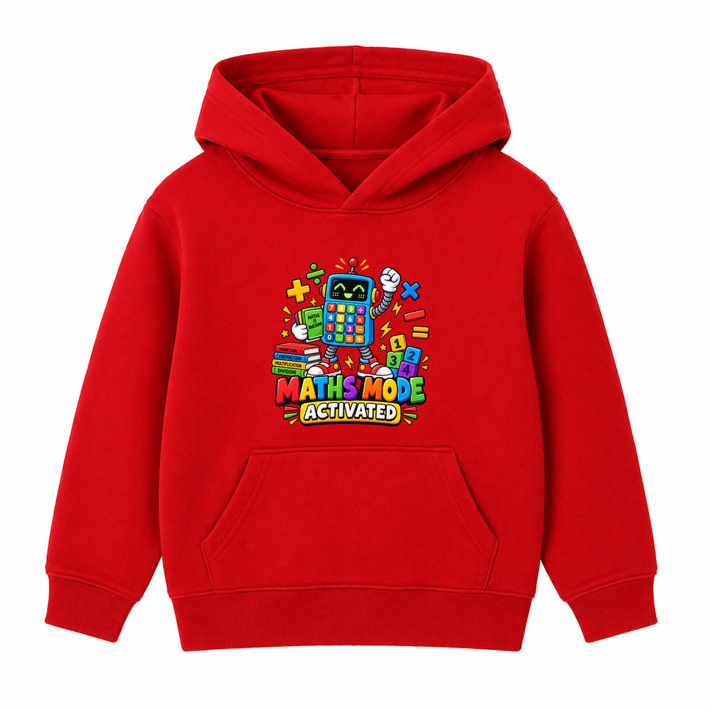 Maths Mode Activated kids Number Day hoodie - Red