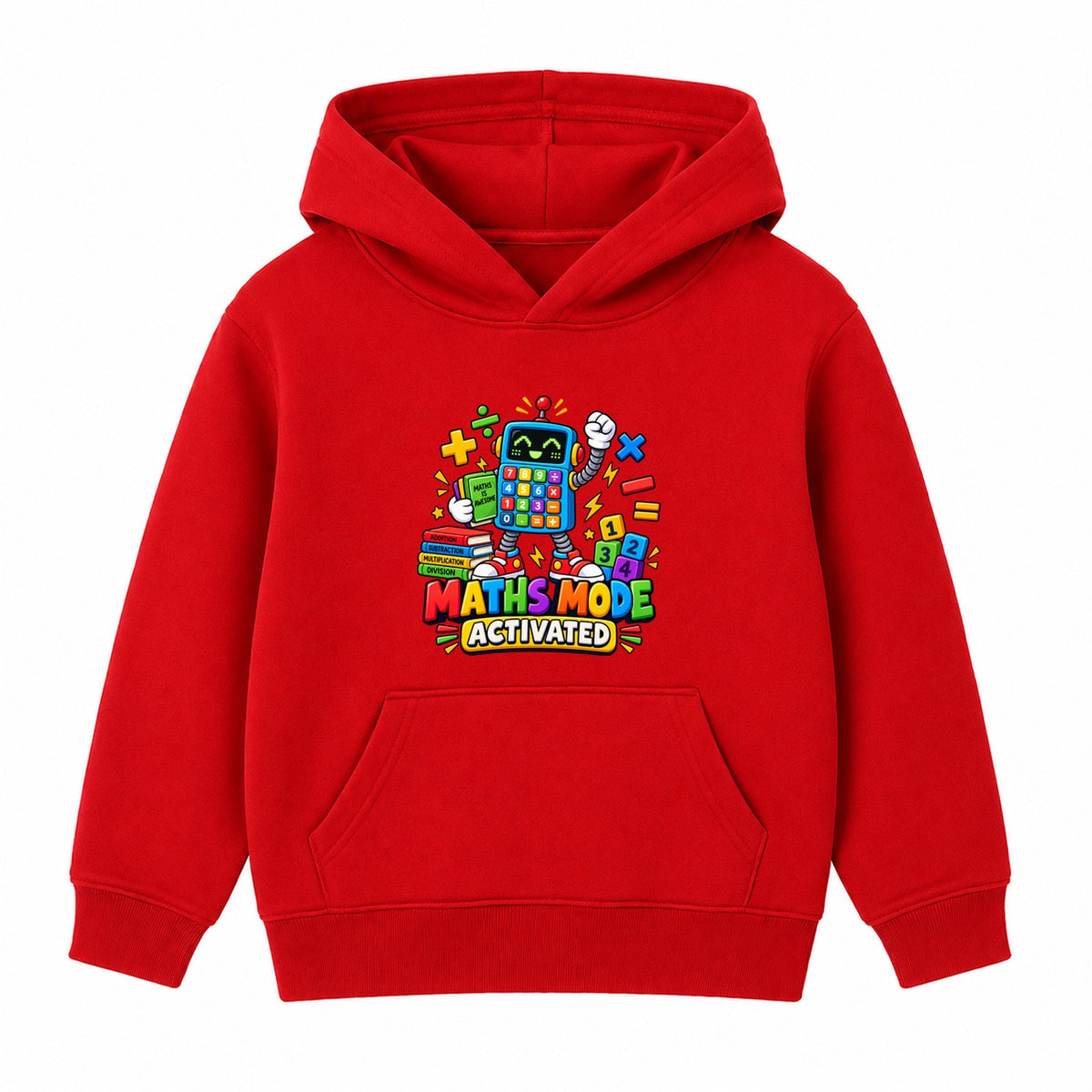 Maths Mode Activated kids Number Day hoodie - Red
