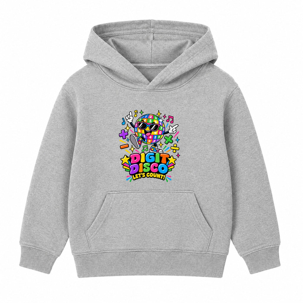 Digit Disco kids Number Day hoodie - Heather Grey