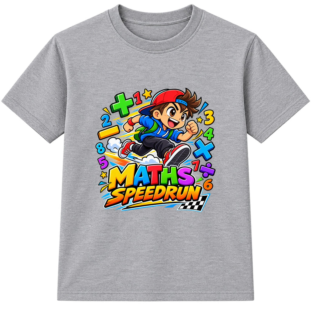 Maths Speedrun kids Number Day t-shirt - Heather Grey