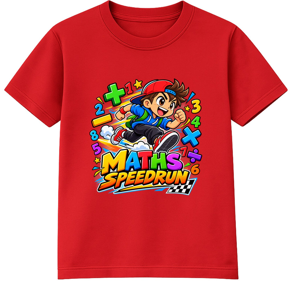 Maths Speedrun kids Number Day t-shirt - Red