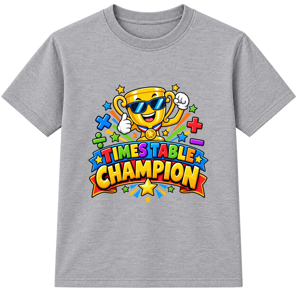Times Table Champion kids Number Day t-shirt - Heather Grey