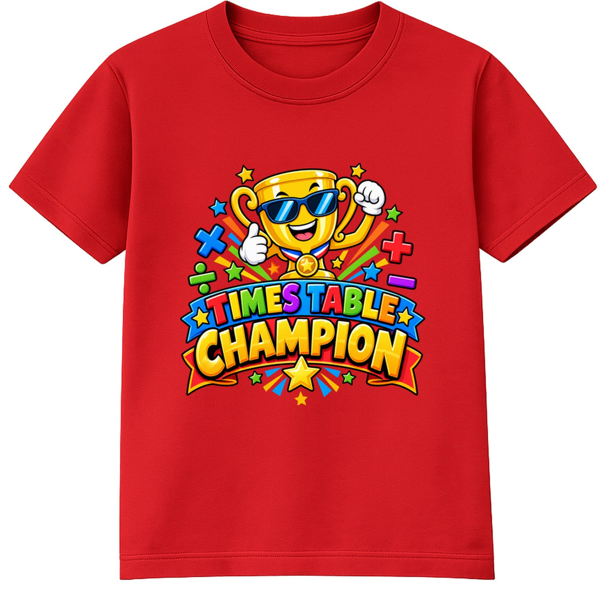 Times Table Champion kids Number Day t-shirt - Red