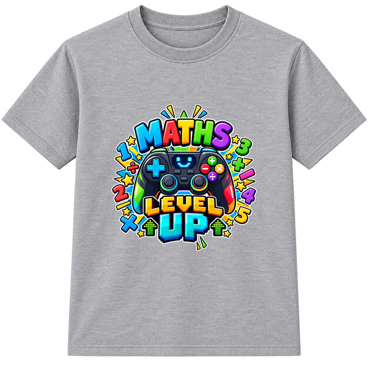 Maths Level Up kids Number Day t-shirt - Heather Grey