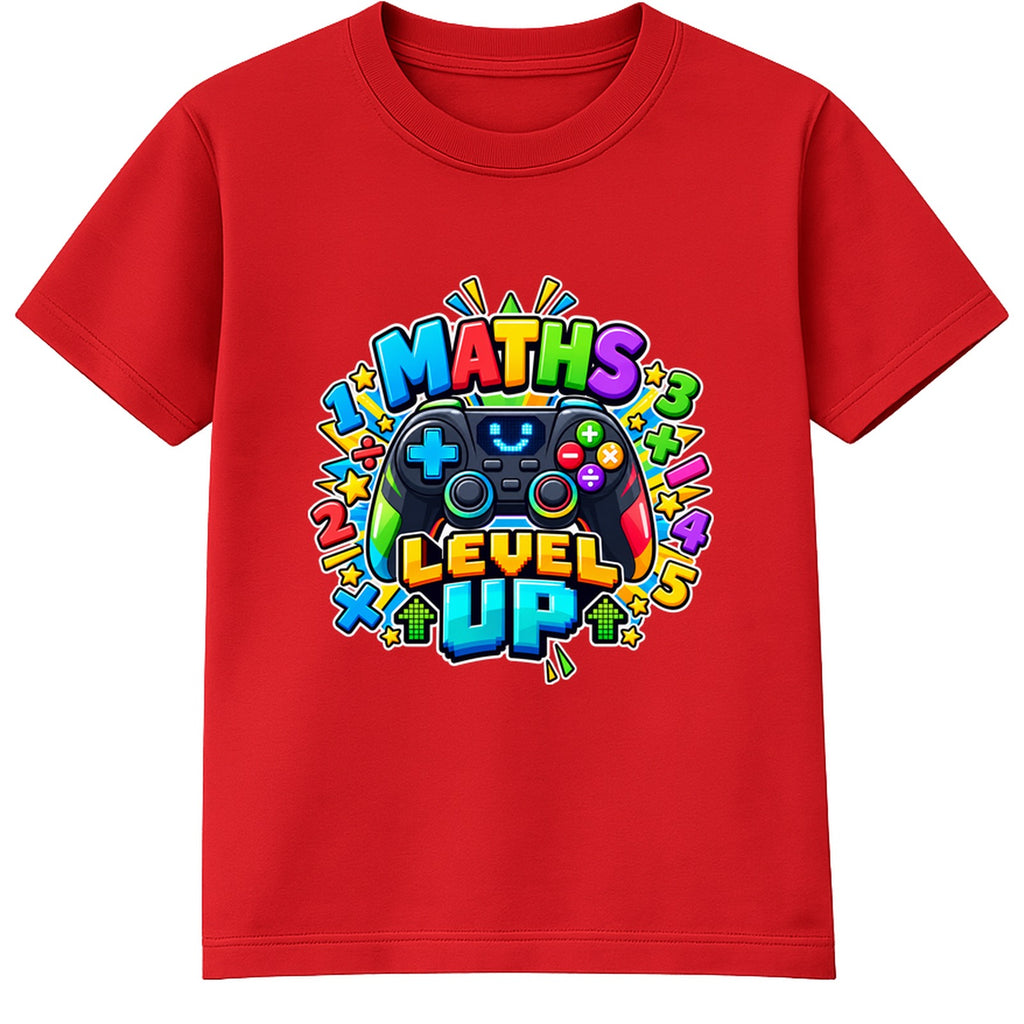 Maths Level Up kids Number Day t-shirt - Red