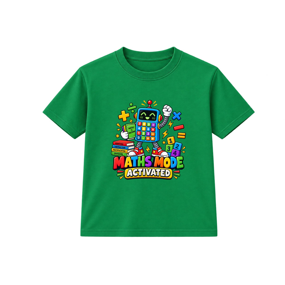 Maths Mode Activated kids Number Day t-shirt - Green