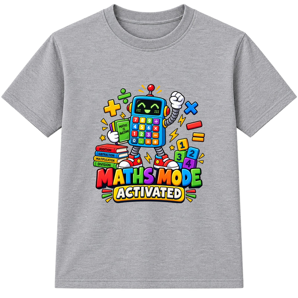 Maths Mode Activated kids Number Day t-shirt - Heather Grey