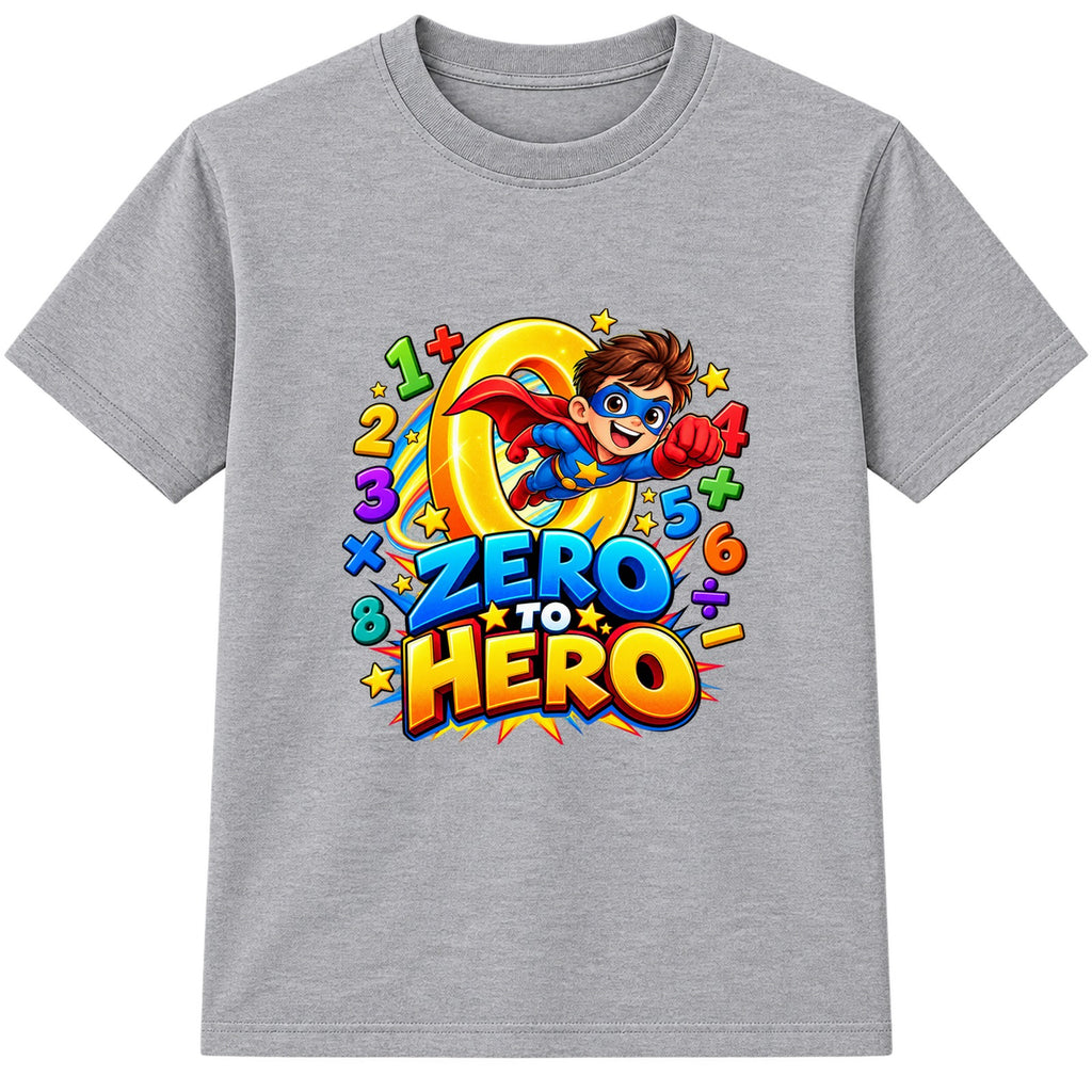 Zero To Hero kids Number Day t-shirt - Heather Grey