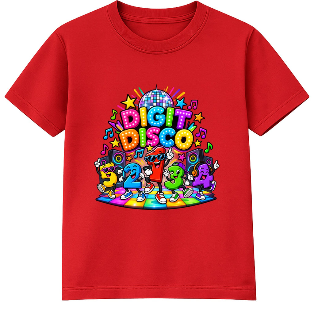 Digit Disco Dancers kids Number Day t-shirt - Red