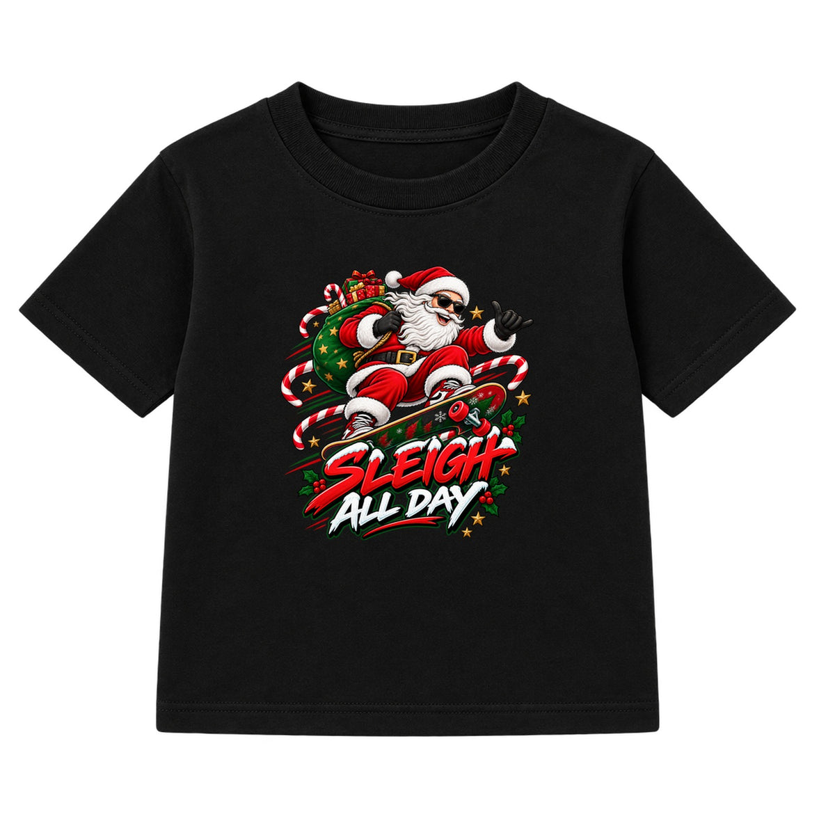 Sleigh All Day adult Christmas t-shirt - Black