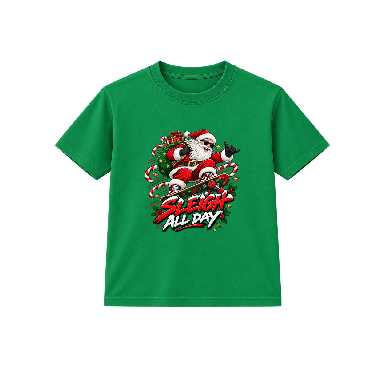 Sleigh All Day adult Christmas t-shirt - Green