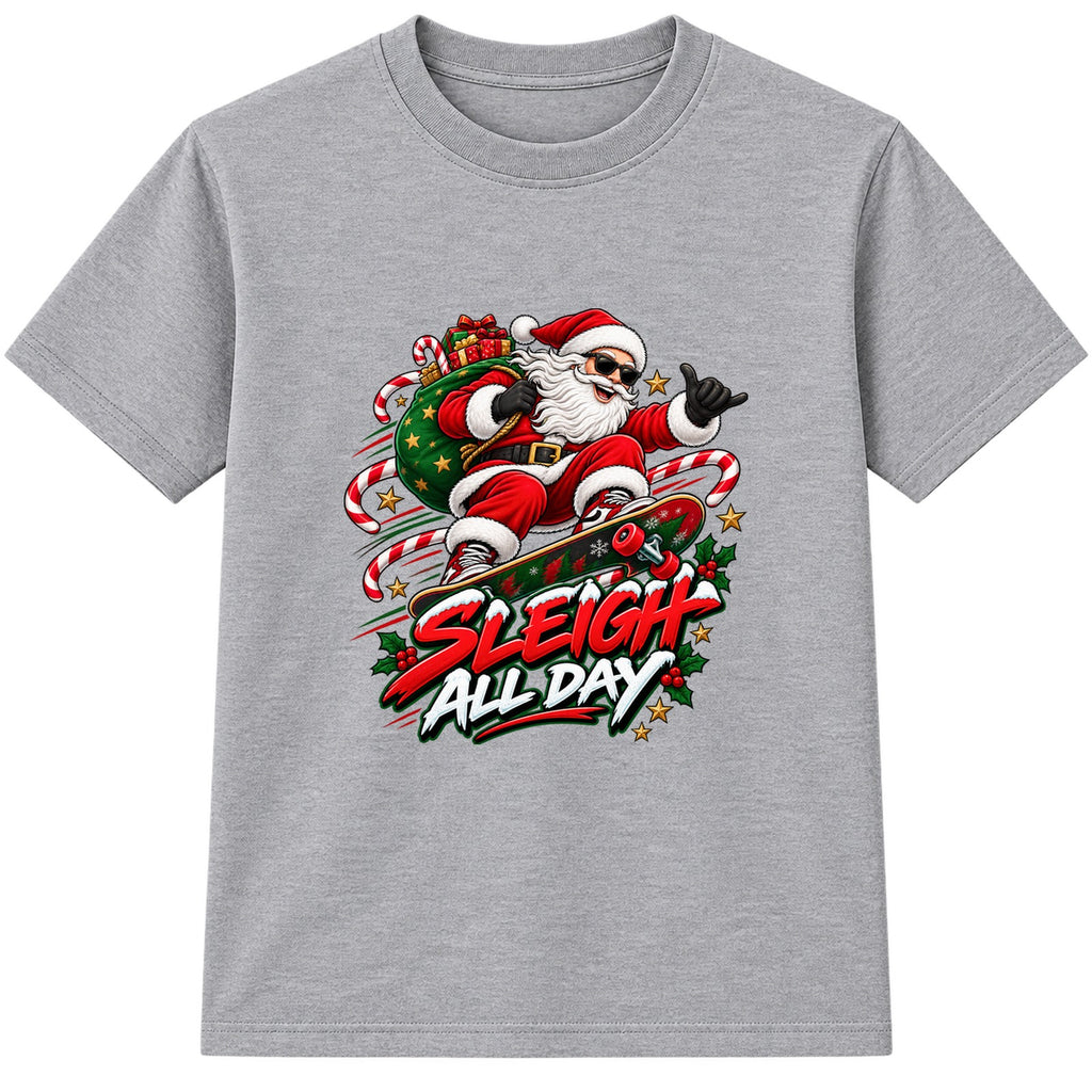 Sleigh All Day adult Christmas t-shirt - Heather Grey