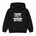 Prioritising My Peace adult slogan hoodie - Black