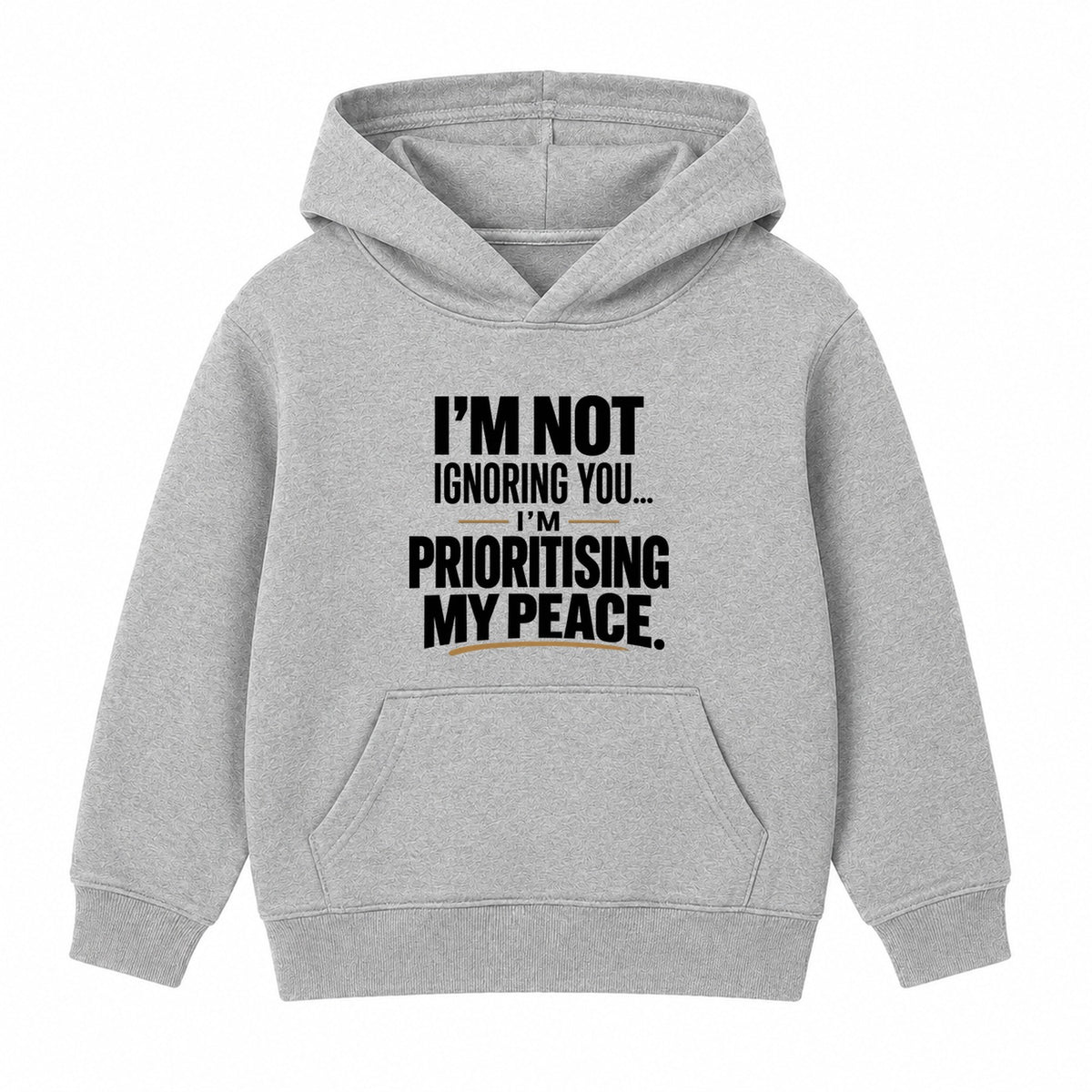 Prioritising My Peace adult slogan hoodie - Heather Grey