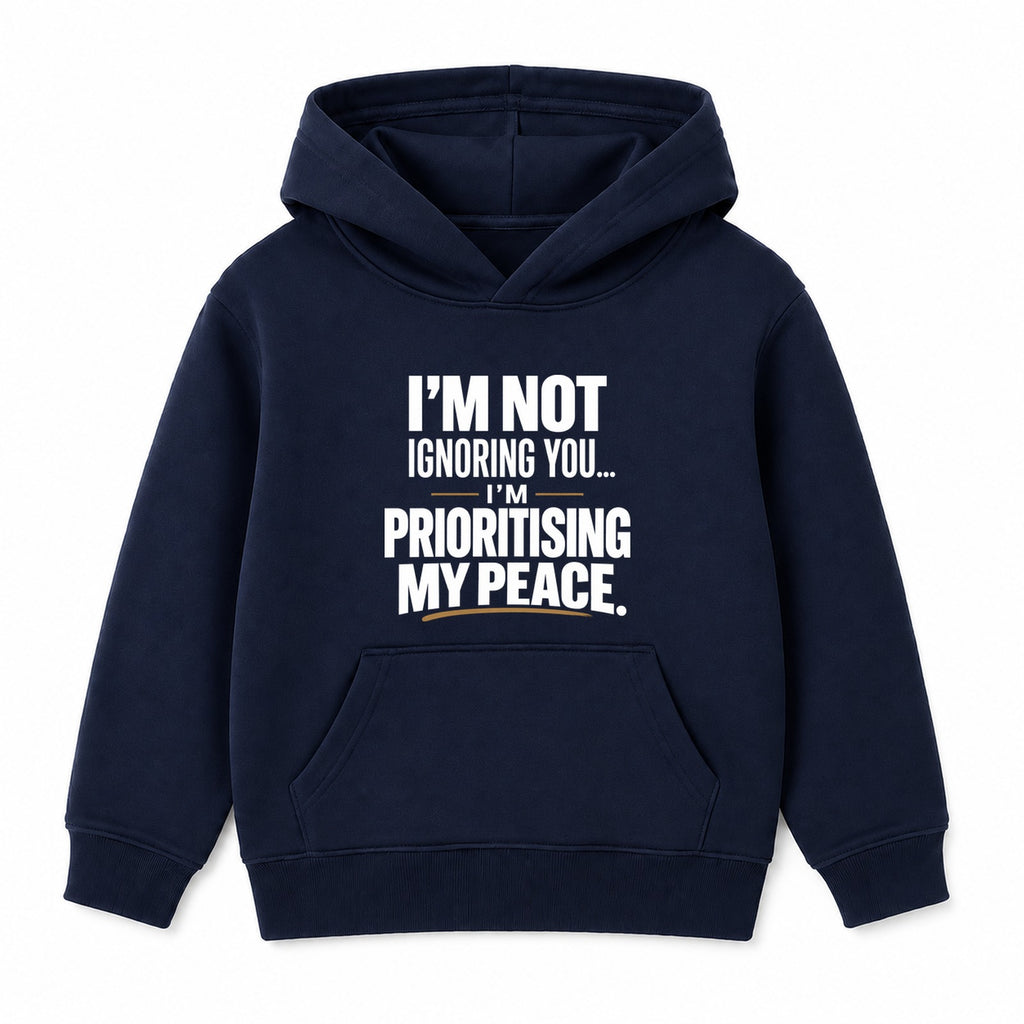 Prioritising My Peace adult slogan hoodie - Navy