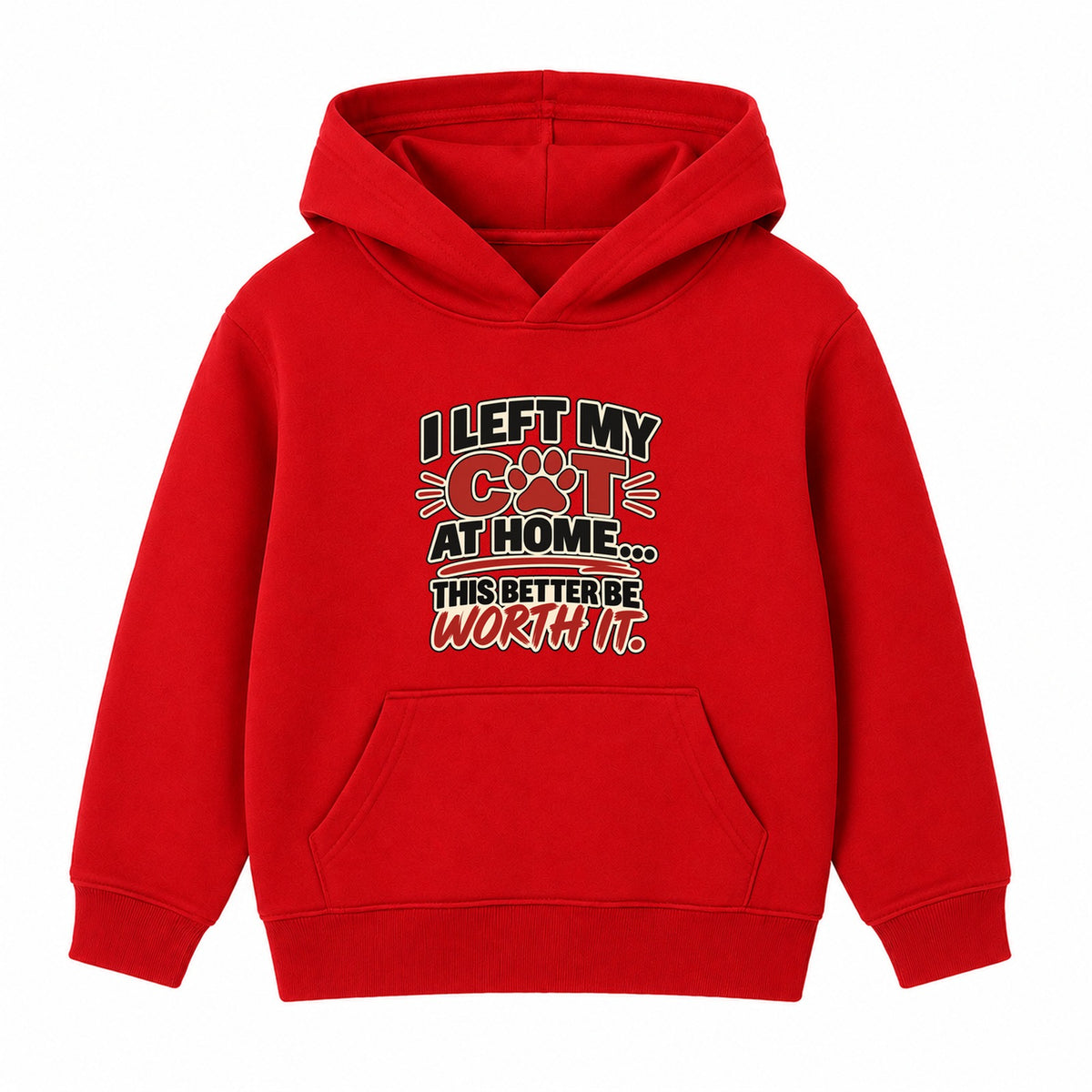 Left My Cat At Home adult slogan hoodie - Red