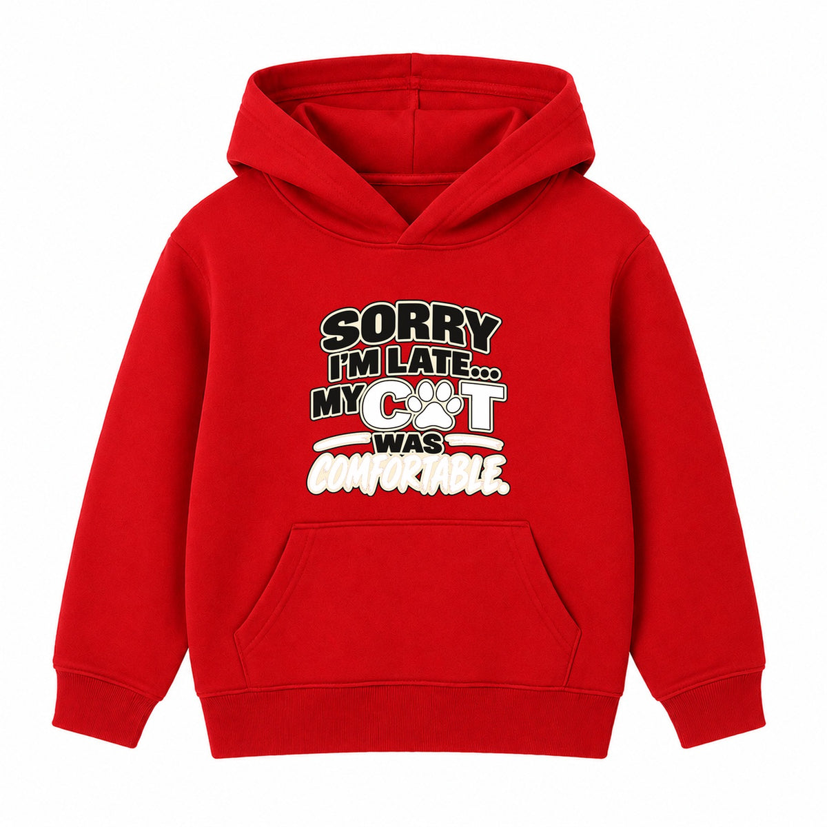 My Cat Was Comfortable adult slogan hoodie - Red