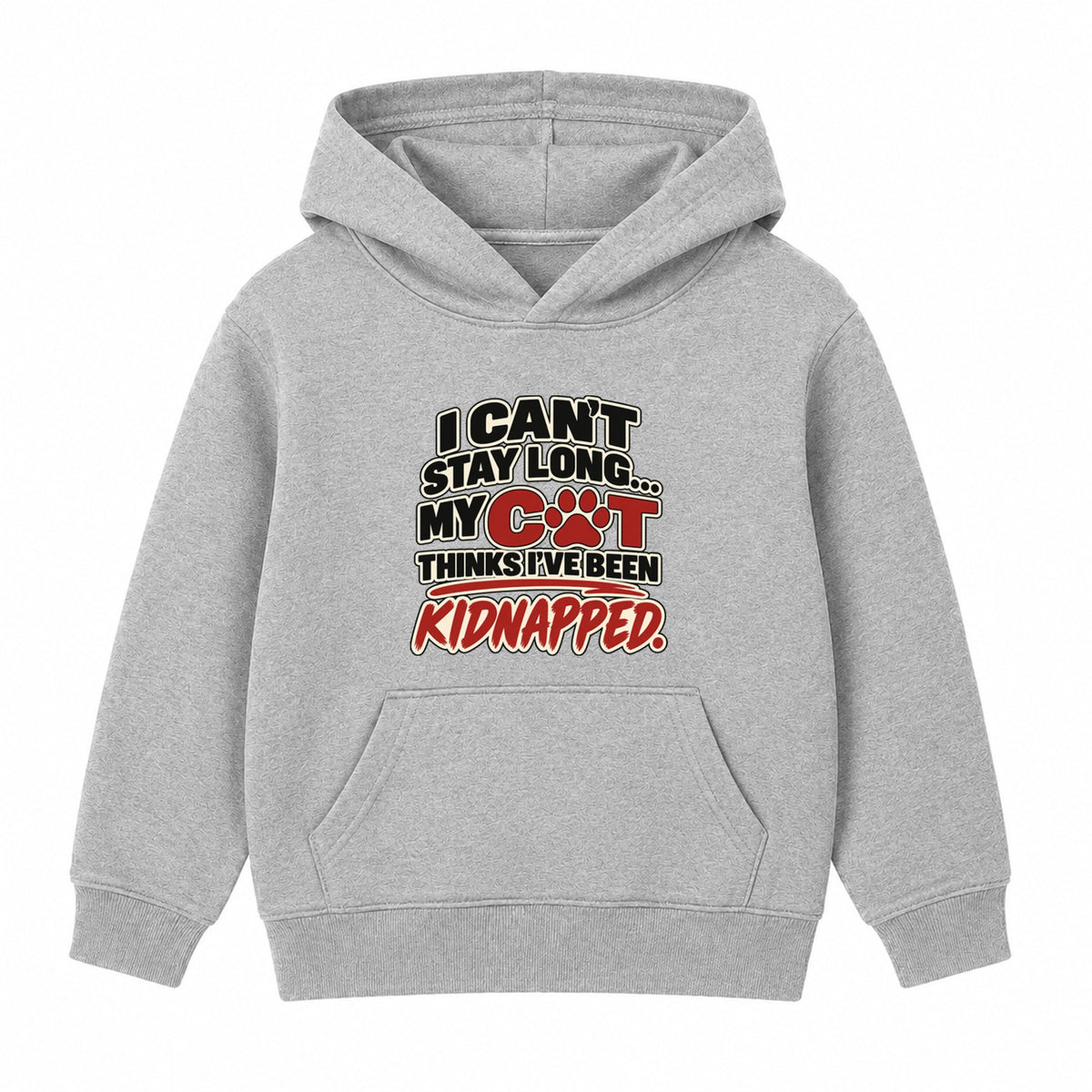 My Cat Thinks I've Been Kidnapped adult slogan hoodie - Heather Grey
