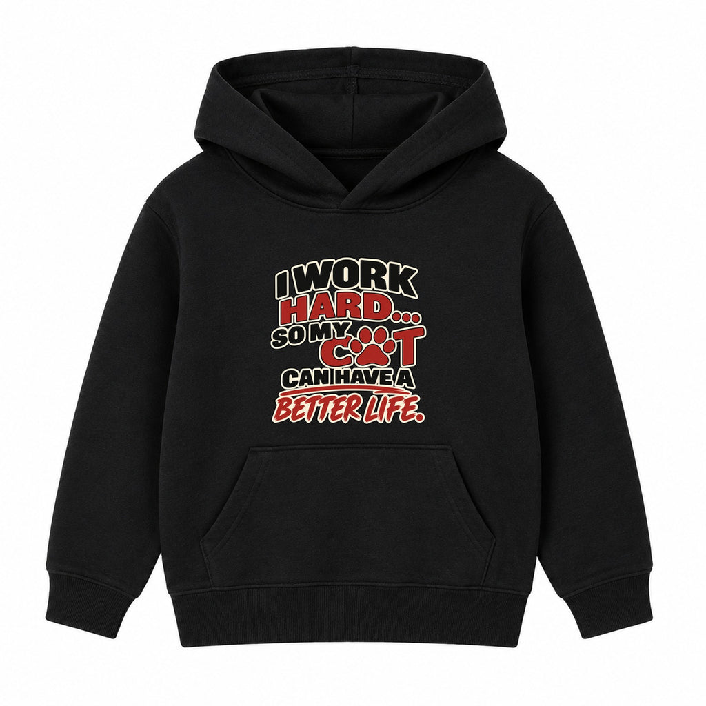 Work Hard For My Cat adult slogan hoodie - Black
