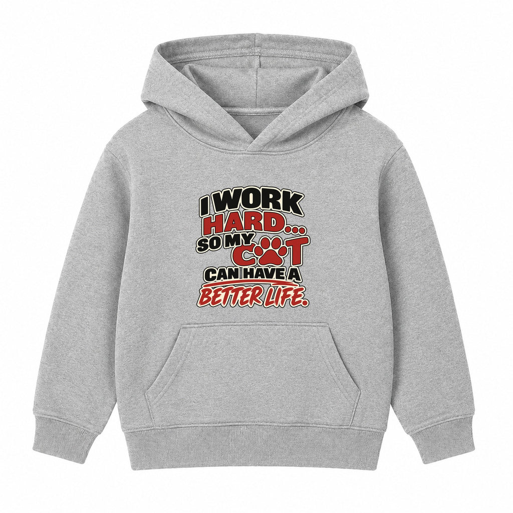 Work Hard For My Cat adult slogan hoodie - Heather Grey