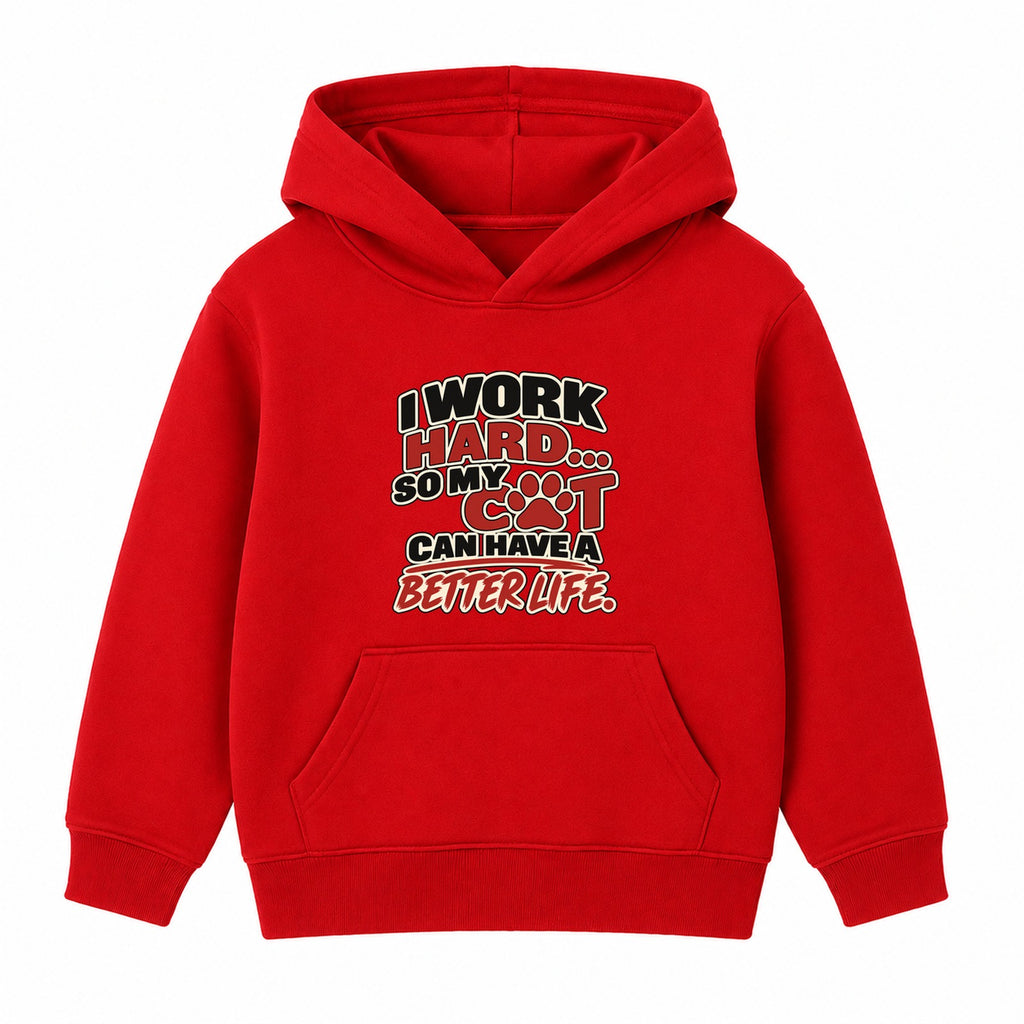 Work Hard For My Cat adult slogan hoodie - Red
