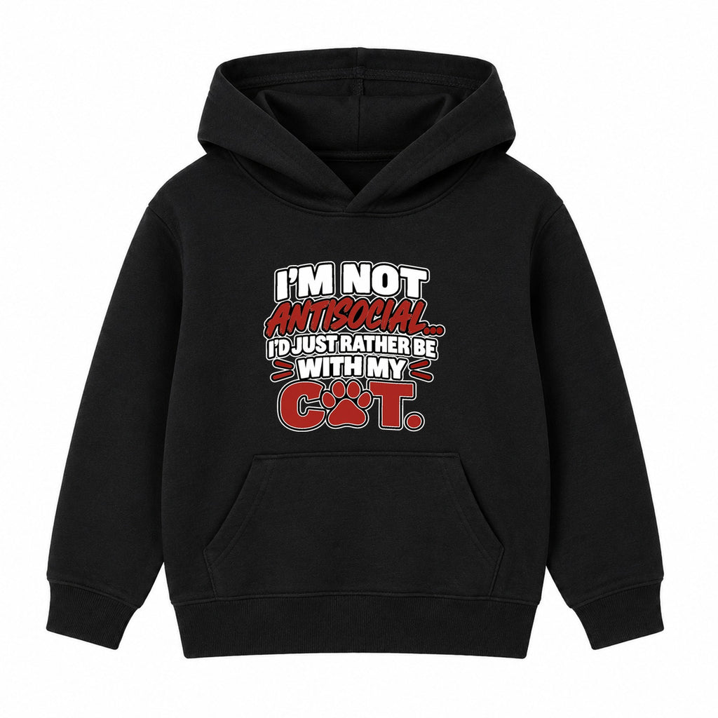 Rather Be With My Cat adult slogan hoodie - Black