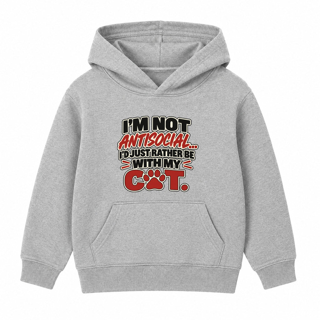 Rather Be With My Cat adult slogan hoodie - Heather Grey